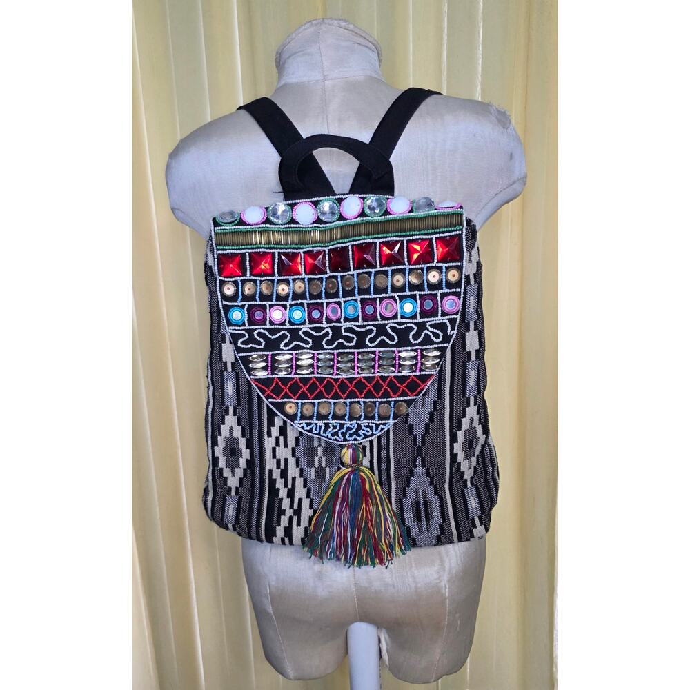 STEPHANIE NICOLE NEW YORK BACKPACK JEWELLED BEADED SOUTHWESTERN AZTEC